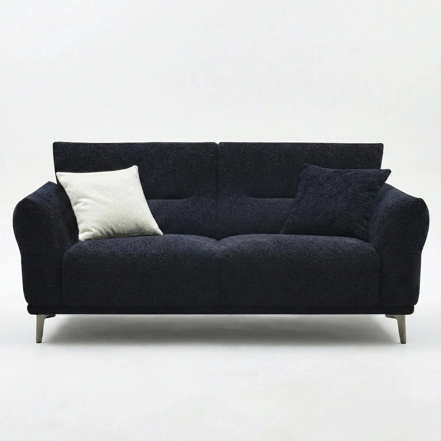 ALUXO Albany 3 Seater Sofa In Midnight Black Boucle Fabric
