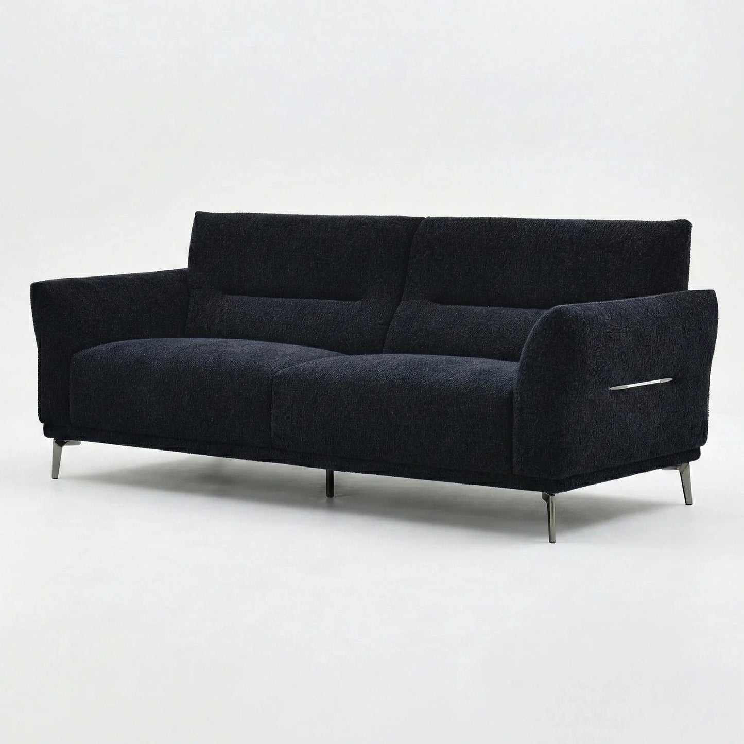ALUXO Albany 3 Seater Sofa In Midnight Black Boucle Fabric