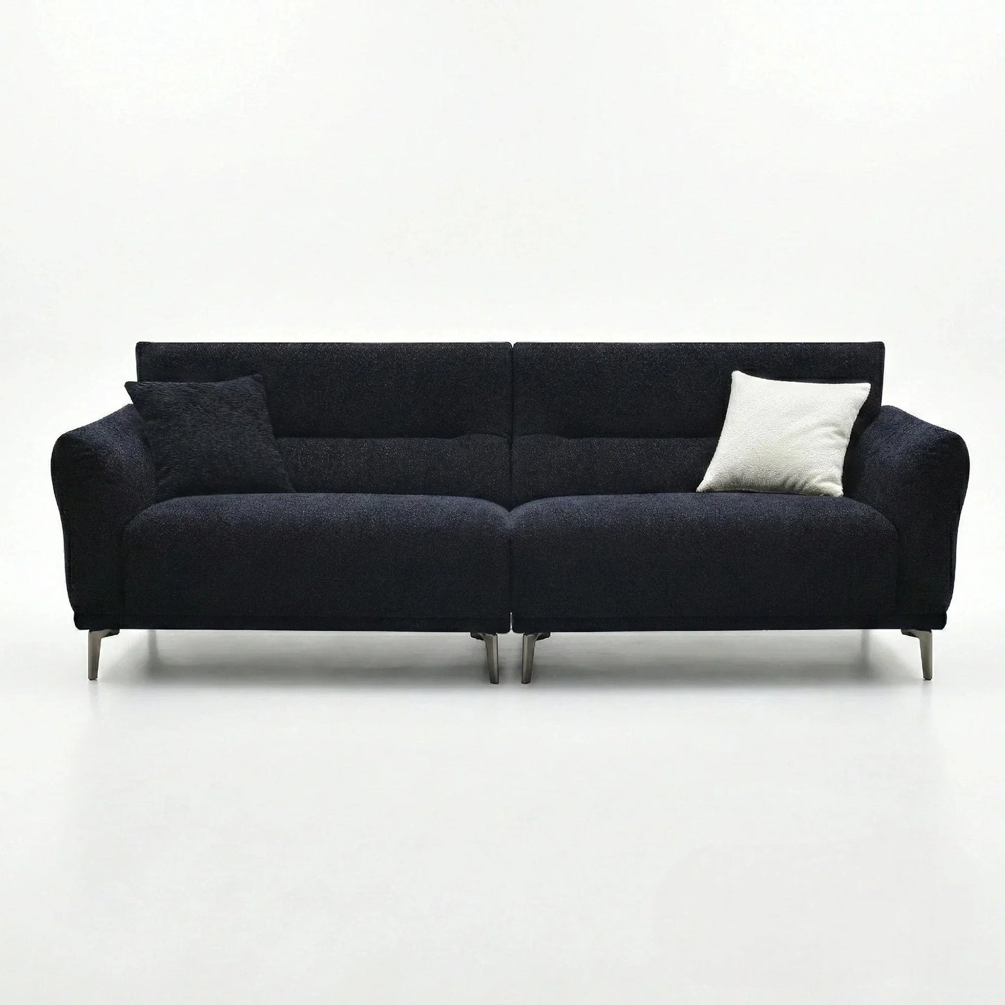 ALUXO Albany 4 Seater Large Sofa In Midnight Black Boucle Fabric