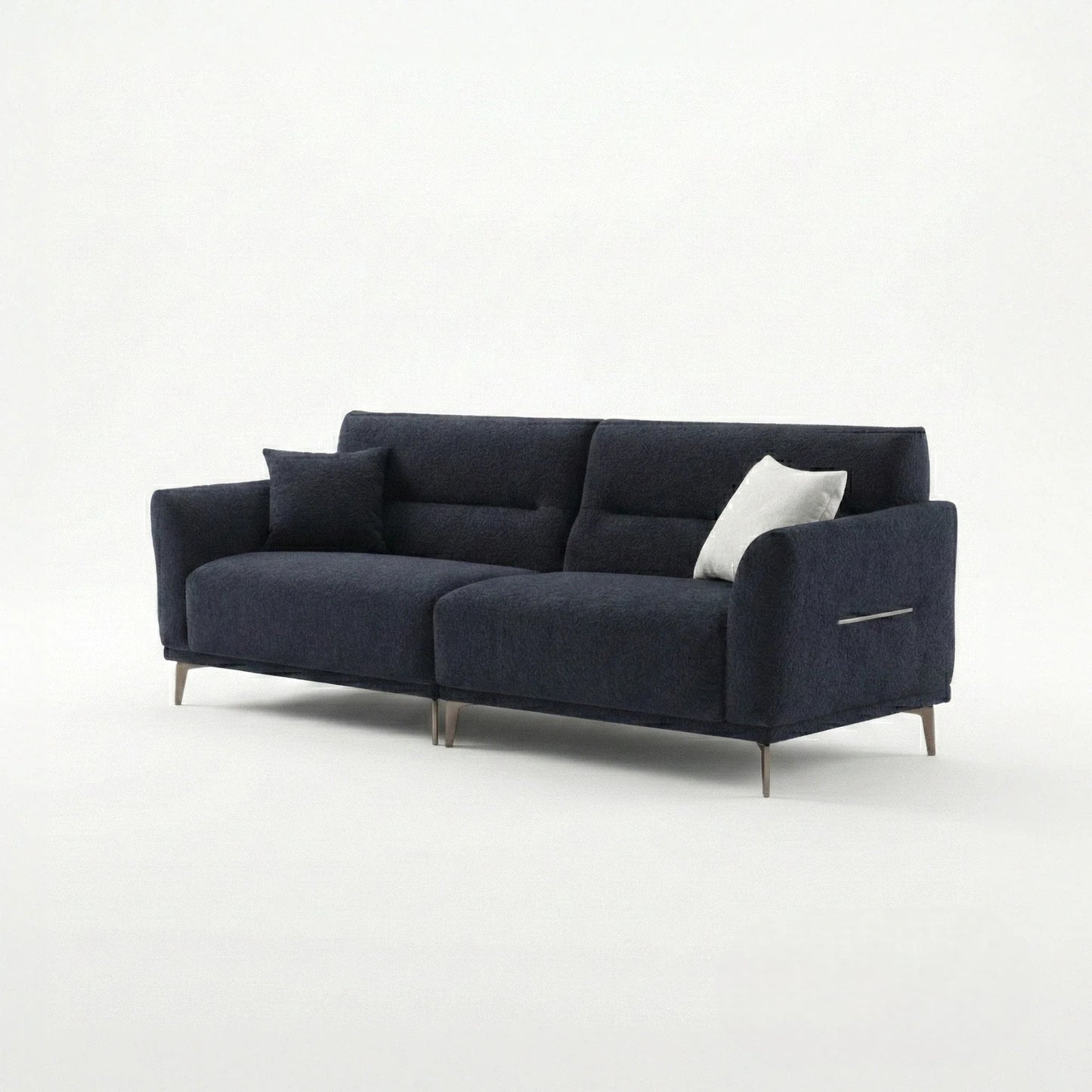 ALUXO Albany 4 Seater Large Sofa In Midnight Black Boucle Fabric