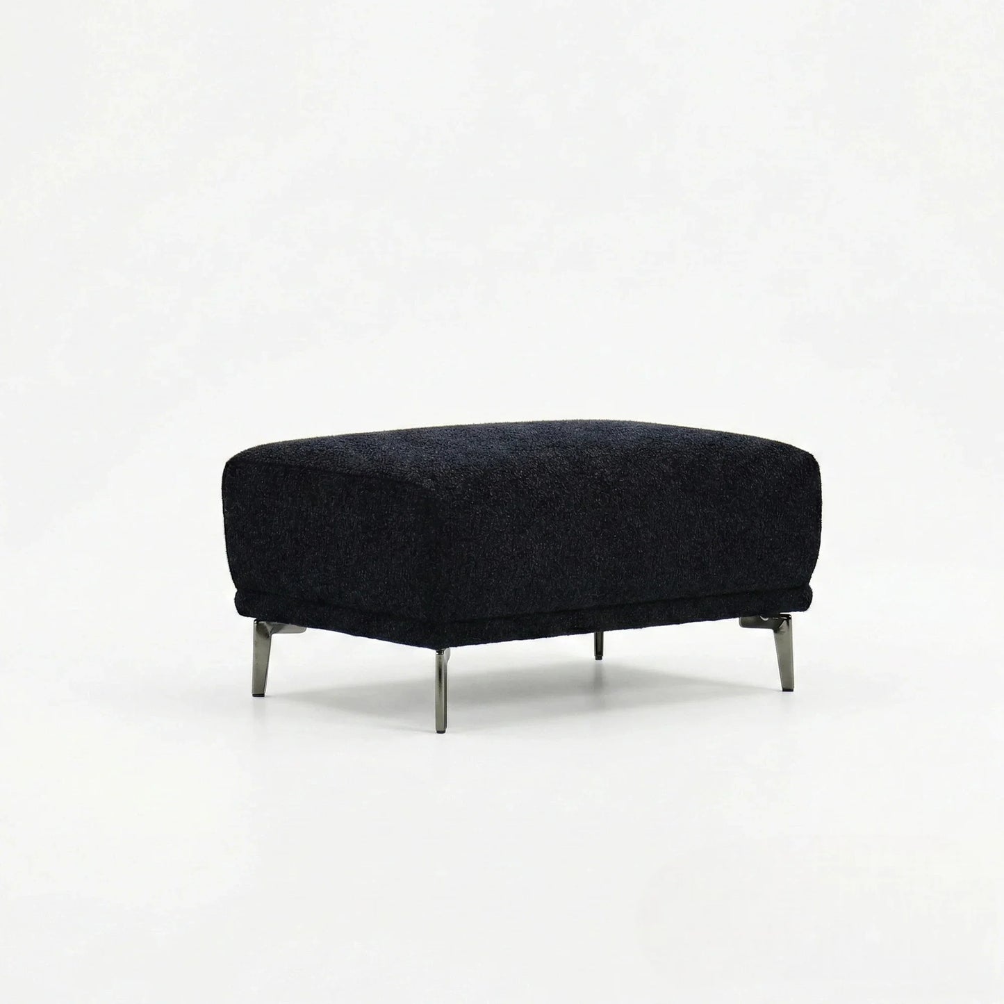 ALUXO Albany Footstool In Midnight Black Boucle Fabric