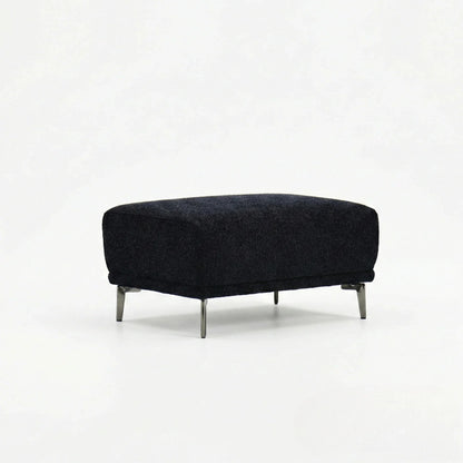 ALUXO Albany Footstool In Midnight Black Boucle Fabric