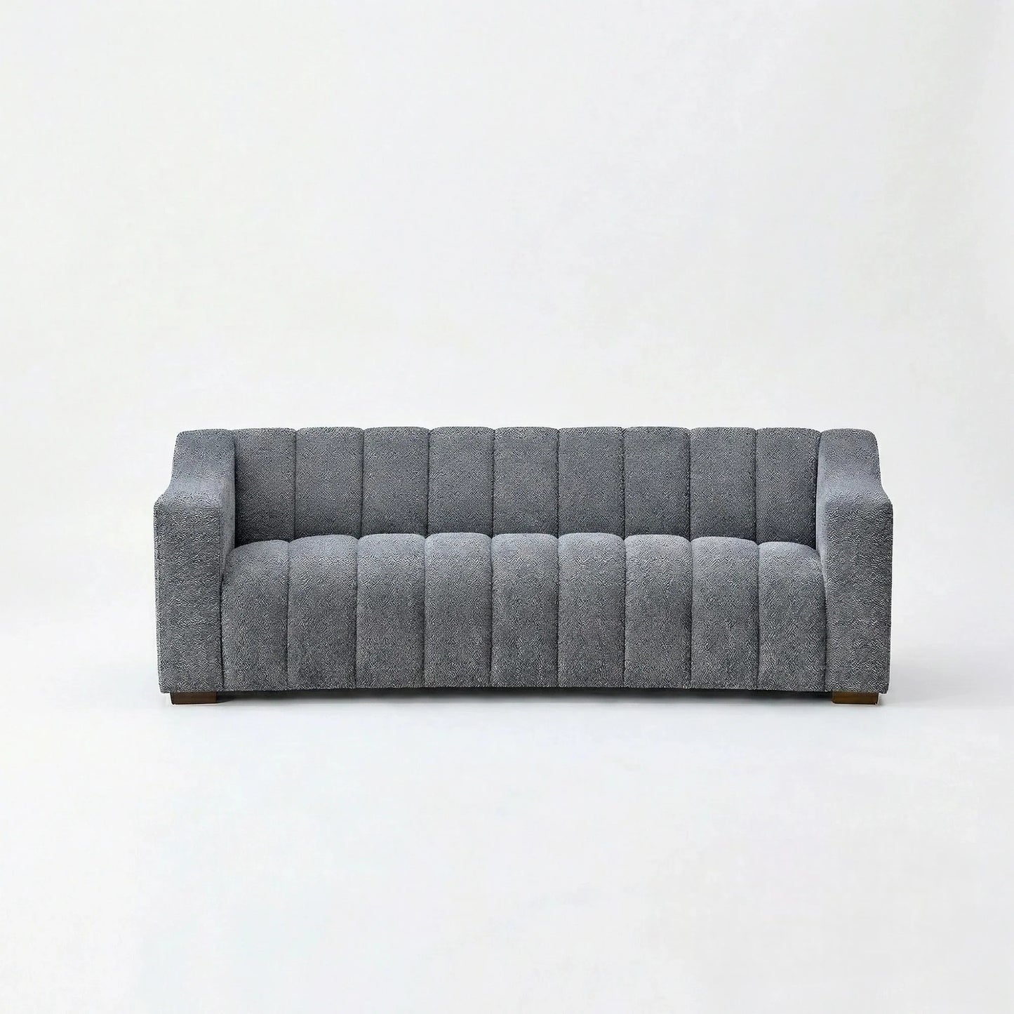 ALUXO Astoria Deep Channel Stitched 3 Seater Sofa in Iron Grey Boucle Fabric