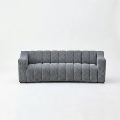 ALUXO Astoria Deep Channel Stitched 3 Seater Sofa in Iron Grey Boucle Fabric