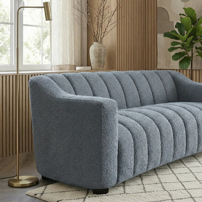 ALUXO Astoria Deep Channel Stitched 3 Seater Sofa in Iron Grey Boucle Fabric