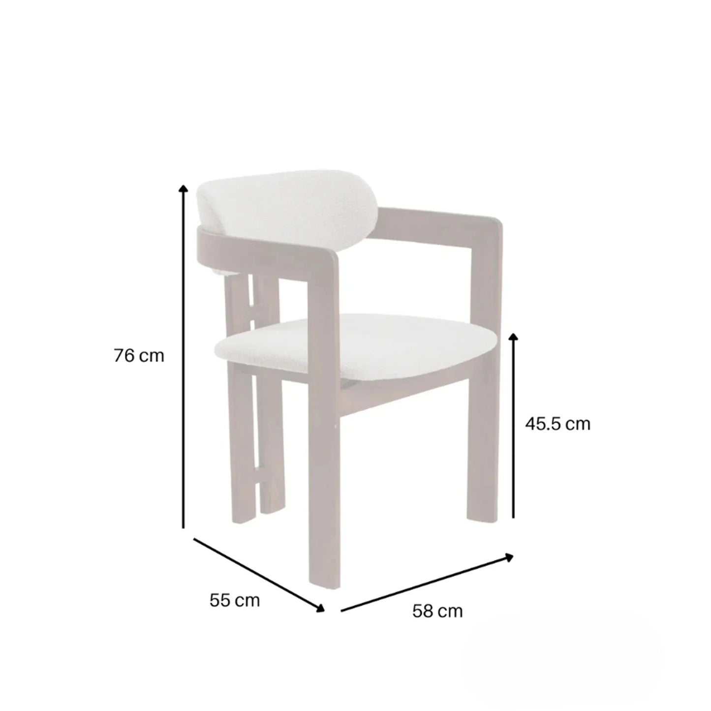 ALUXO Clara Walnut Dining Chair In Oatmeal Beige Boucle Fabric – Set of 2