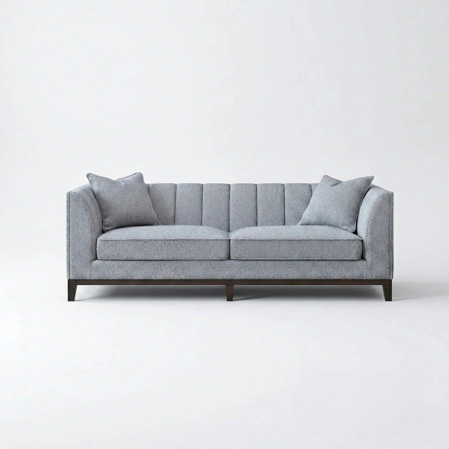 ALUXO Cooper Mid-Century Modern 3 Seater Sofa In Dolphin Grey Boucle Fabric