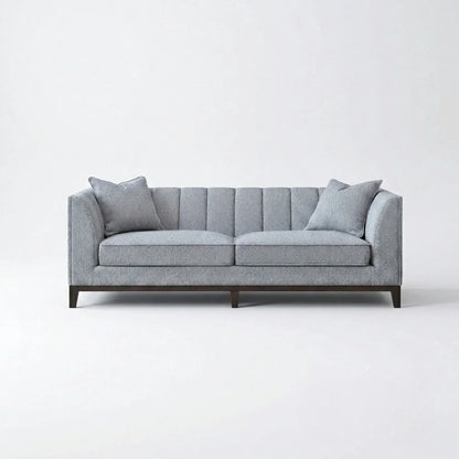 ALUXO Cooper Mid-Century Modern 3 Seater Sofa In Dolphin Grey Boucle Fabric