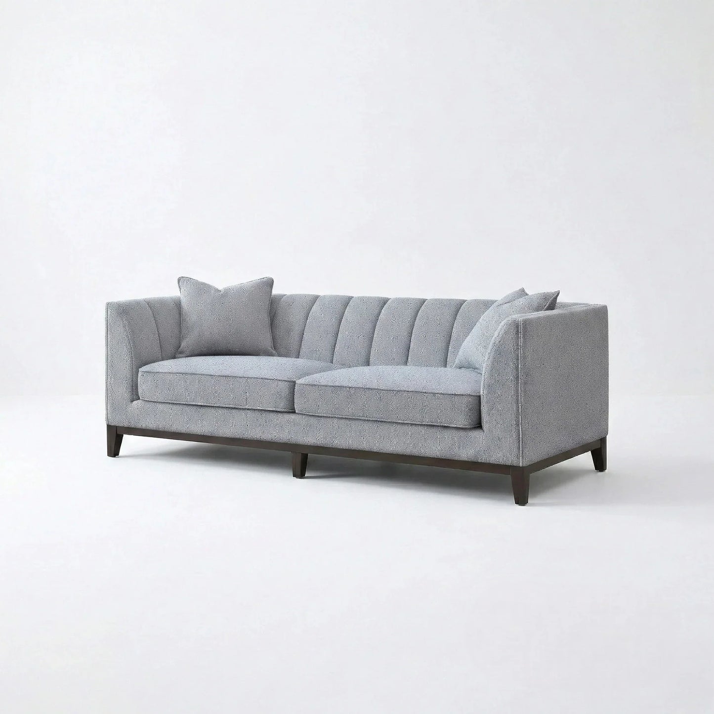ALUXO Cooper Mid-Century Modern 3 Seater Sofa In Dolphin Grey Boucle Fabric