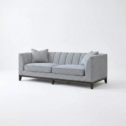 ALUXO Cooper Mid-Century Modern 3 Seater Sofa In Dolphin Grey Boucle Fabric