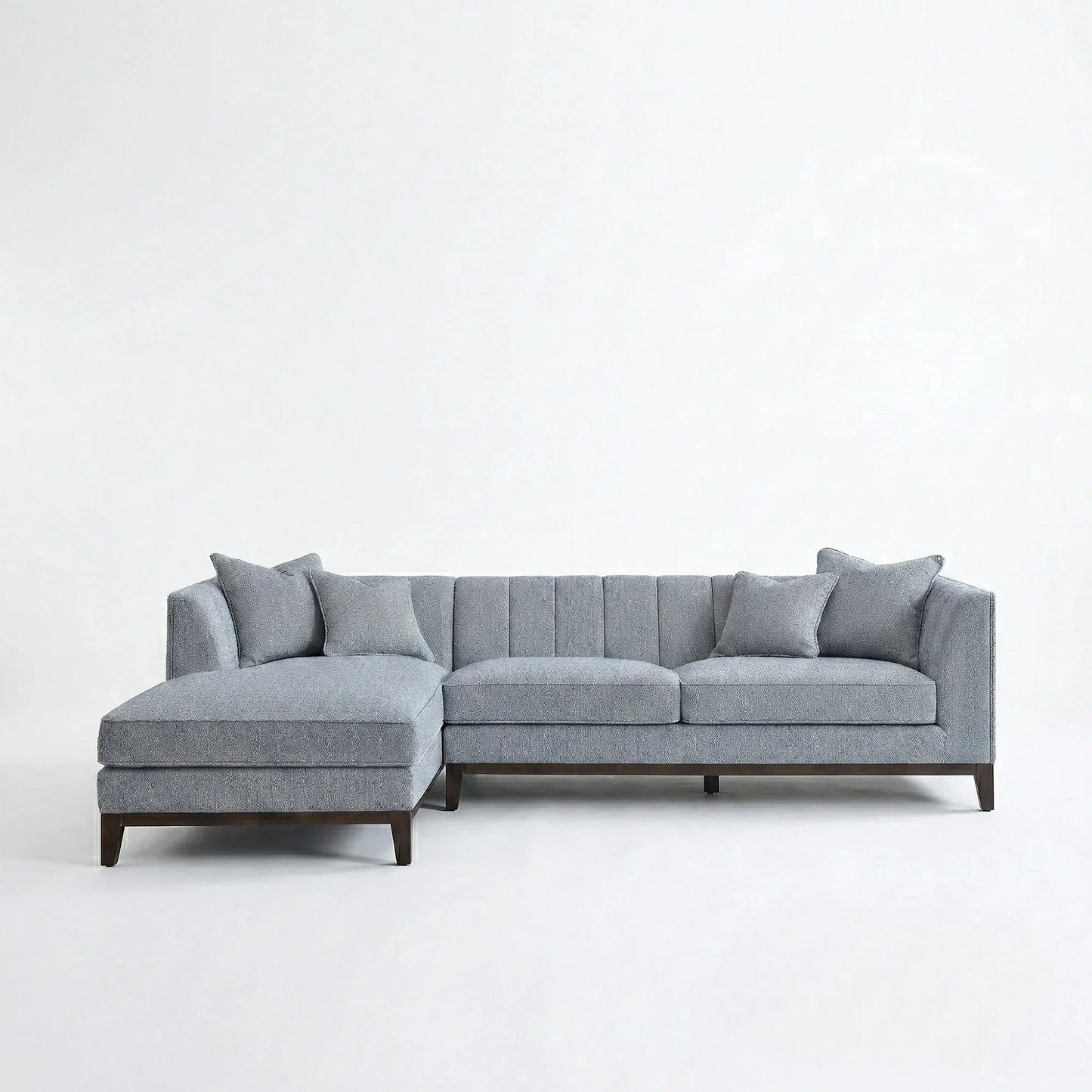 ALUXO Cooper Mid-Century Modern Left Hand Corner Sofa In Dolphin Grey Boucle Fabric