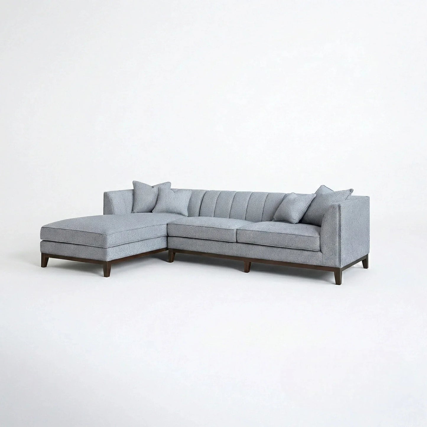 ALUXO Cooper Mid-Century Modern Left Hand Corner Sofa In Dolphin Grey Boucle Fabric