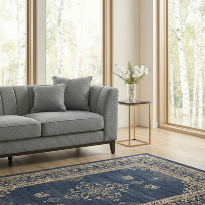 ALUXO Cooper Mid-Century Modern Left Hand Corner Sofa In Dolphin Grey Boucle Fabric