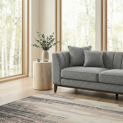ALUXO Cooper Mid-Century Modern Right Hand Facing Corner Sofa In Dolphin Grey Boucle Fabric