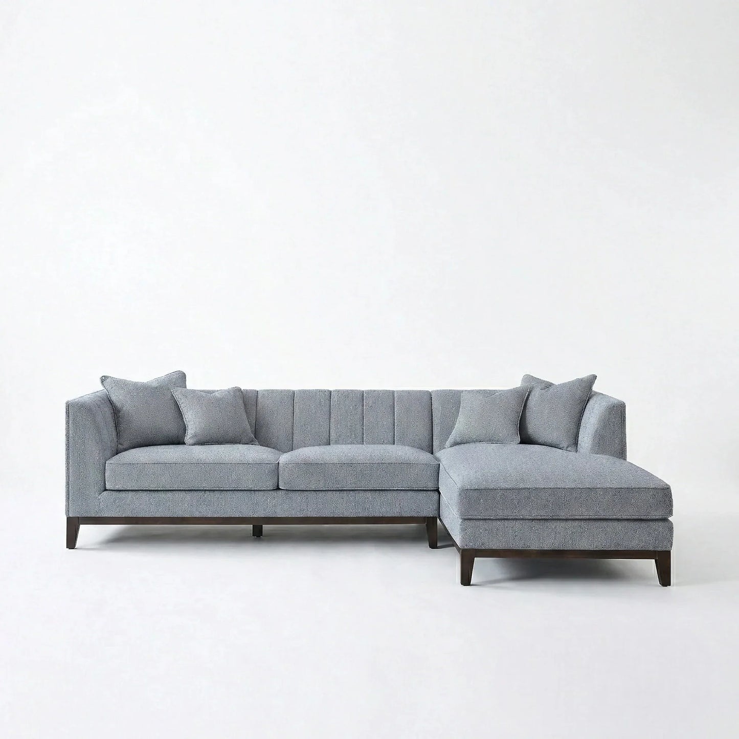ALUXO Cooper Mid-Century Modern Right Hand Facing Corner Sofa In Dolphin Grey Boucle Fabric