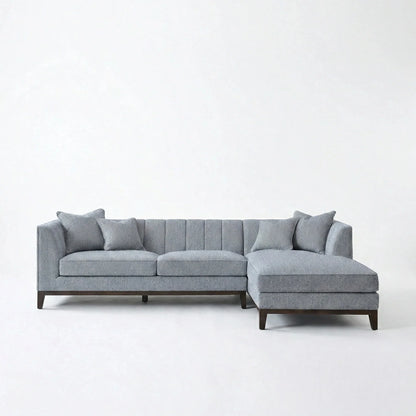 ALUXO Cooper Mid-Century Modern Right Hand Facing Corner Sofa In Dolphin Grey Boucle Fabric