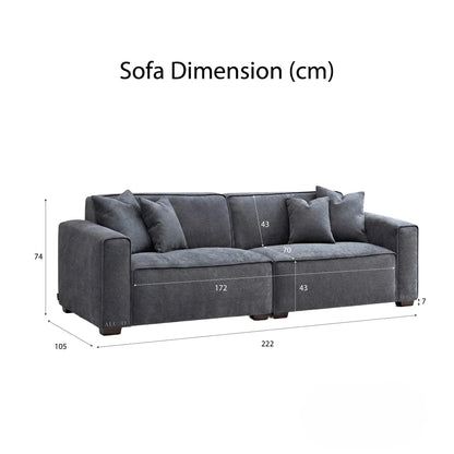 ALUXO Dakota 3 Seater Sofa In Pebble Grey Boucle Fabric