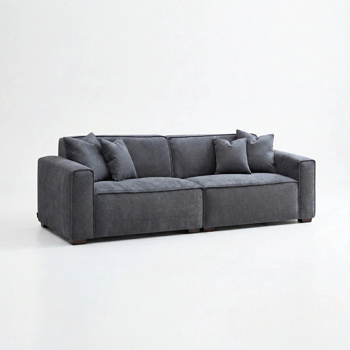 ALUXO Dakota 3 Seater Sofa In Pebble Grey Boucle Fabric