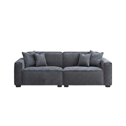 ALUXO Dakota 3 Seater Sofa In Charcoal Grey Boucle Fabric