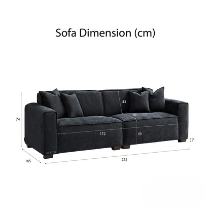 ALUXO Dakota 3 Seater Sofa In Pebble Grey Boucle Fabric