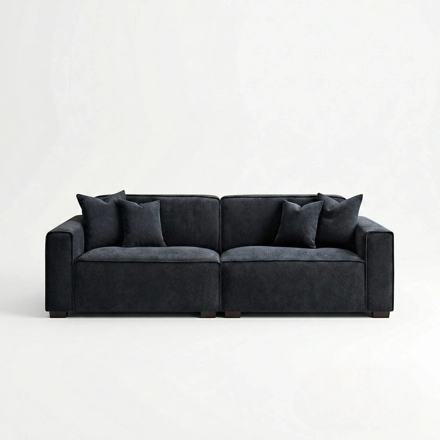 ALUXO Dakota 3 Seater Sofa In Midnight Black Boucle Fabric