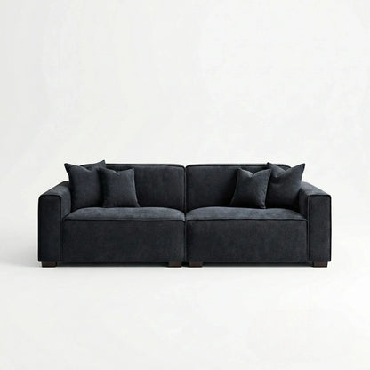 ALUXO Dakota 3 Seater Sofa In Midnight Black Boucle Fabric