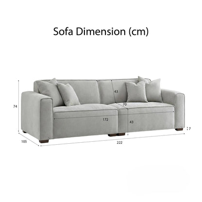 ALUXO Dakota 3 Seater Sofa In Midnight Black Boucle Fabric