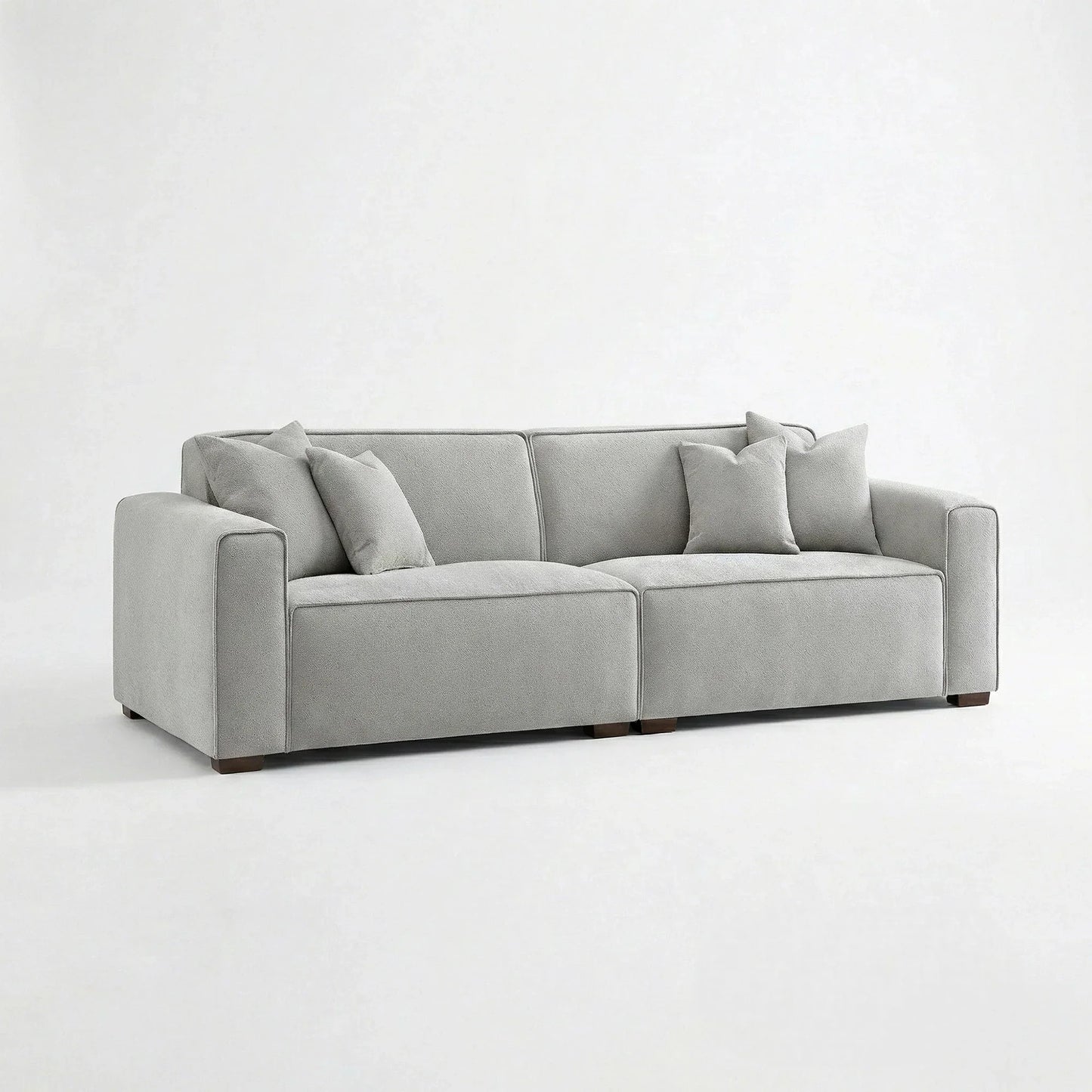 ALUXO Dakota 3 Seater Sofa In Pebble Grey Boucle Fabric