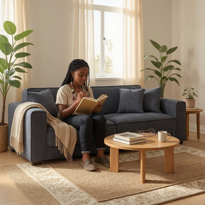 ALUXO Dakota 3 Seater Sofa In Pebble Grey Boucle Fabric