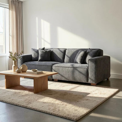 ALUXO Dakota 3 Seater Sofa In Midnight Black Boucle Fabric