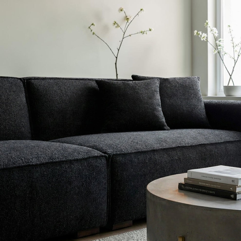 ALUXO Dakota 3 Seater Sofa In Pebble Grey Boucle Fabric