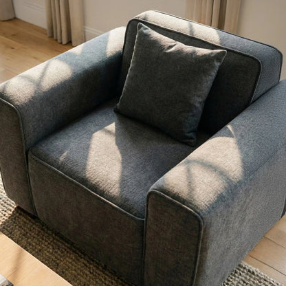 ALUXO Dakota Modular Armchair In Charcoal Grey Boucle Fabric