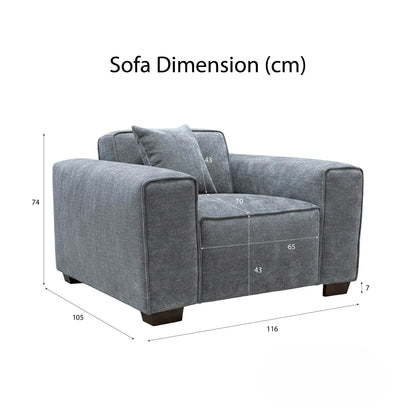 ALUXO Dakota Modular Armchair In Charcoal Grey Boucle Fabric