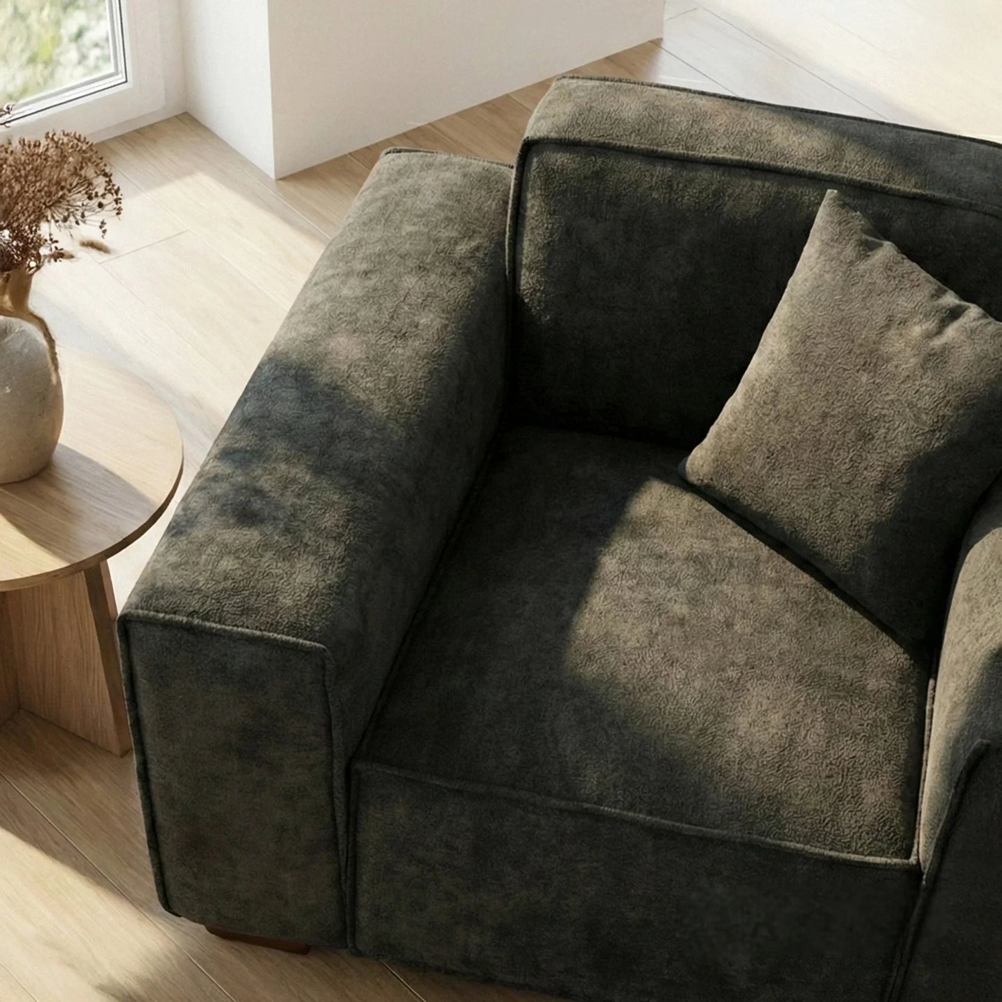 ALUXO Dakota Modular Armchair In Charcoal Grey Boucle Fabric