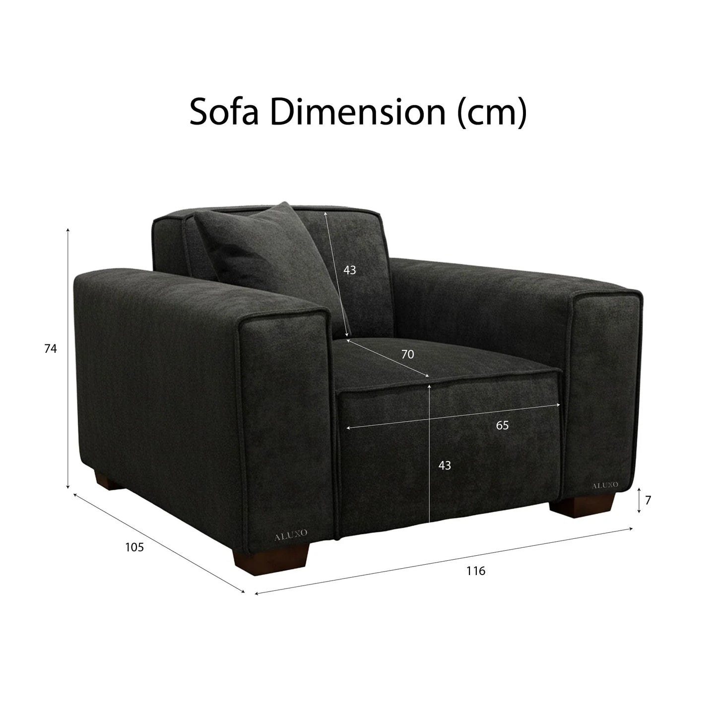ALUXO Dakota Modular Armchair In Midnight Black Boucle Fabric