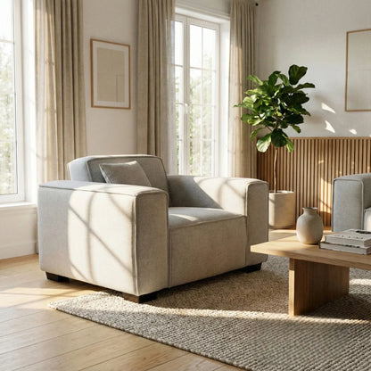 ALUXO Dakota Modular Armchair In Pebble Grey Boucle Fabric