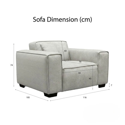 ALUXO Dakota Modular Armchair In Pebble Grey Boucle Fabric