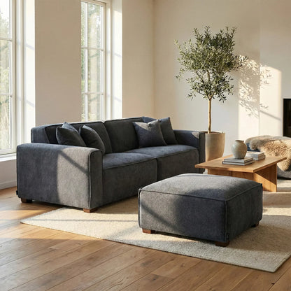 ALUXO Dakota Modular Footstool In Charcoal Grey Boucle Fabric