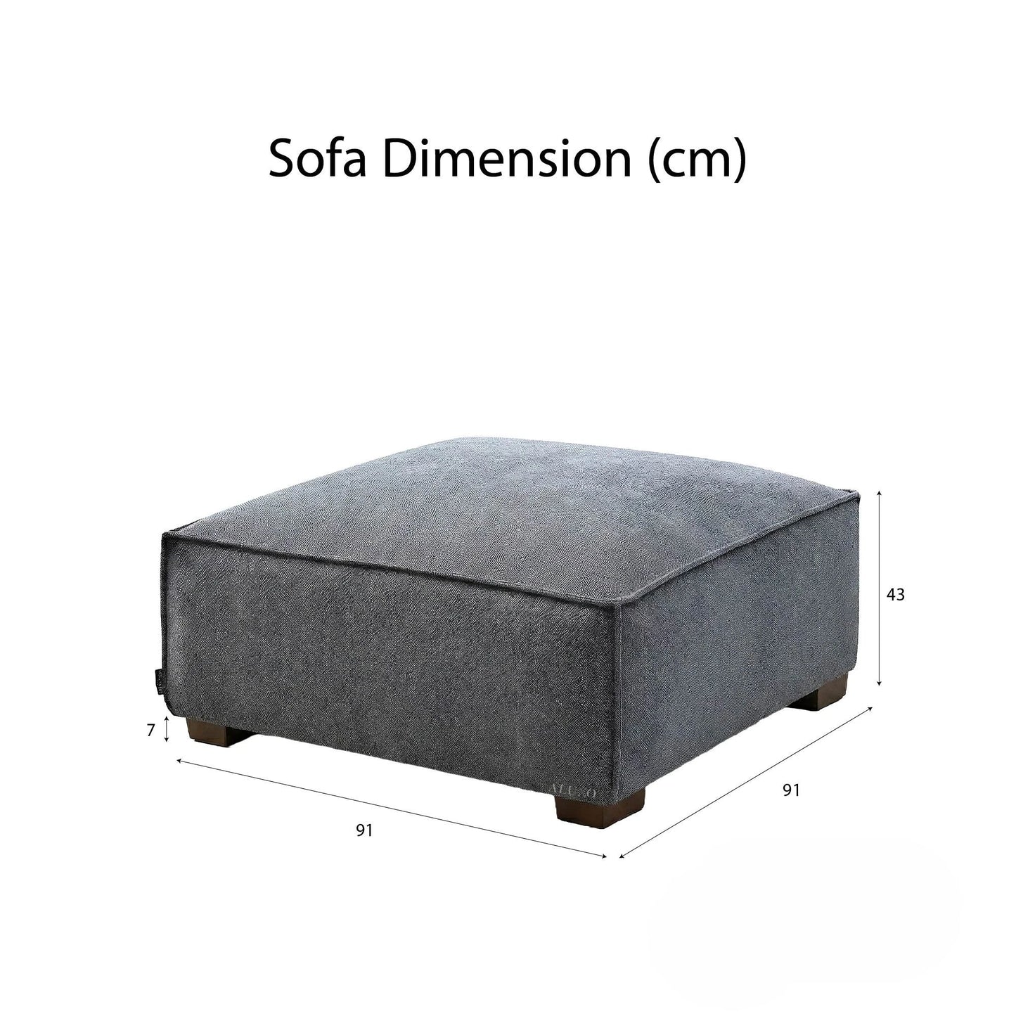 ALUXO Dakota Modular Footstool In Pebble Grey Boucle Fabric