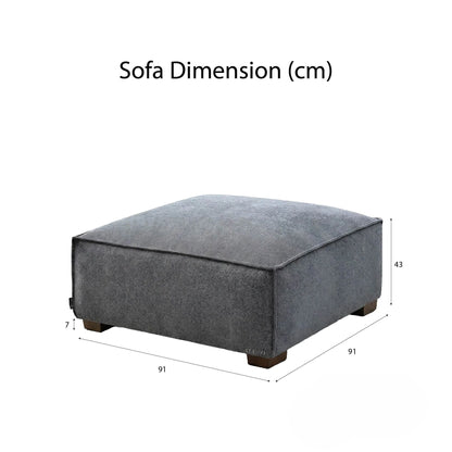 ALUXO Dakota Modular Footstool In Pebble Grey Boucle Fabric