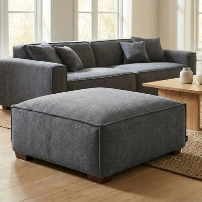 ALUXO Dakota Modular Footstool In Midnight Black Boucle Fabric