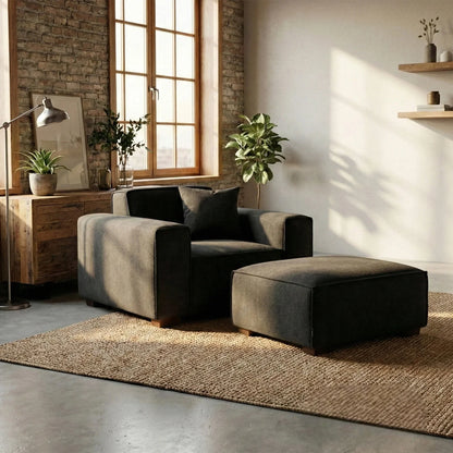 ALUXO Dakota Modular Armchair In Pebble Grey Boucle Fabric