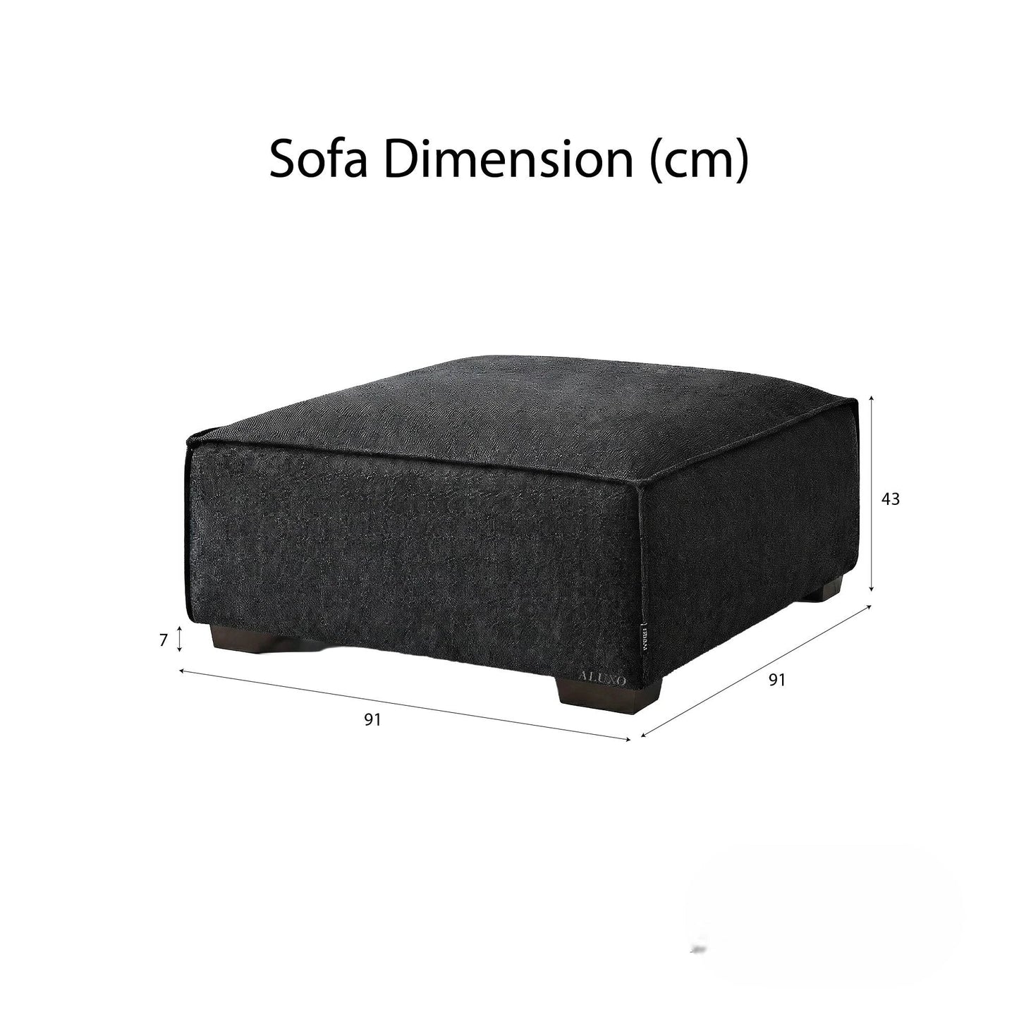 ALUXO Dakota Modular Footstool In Pebble Grey Boucle Fabric