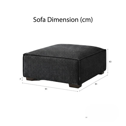 ALUXO Dakota Modular Footstool In Charcoal Grey Boucle Fabric