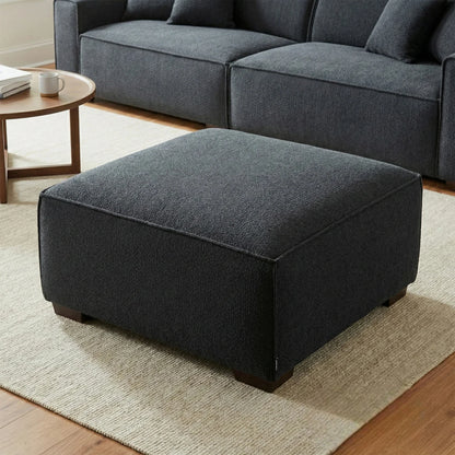 ALUXO Dakota Modular Footstool In Charcoal Grey Boucle Fabric