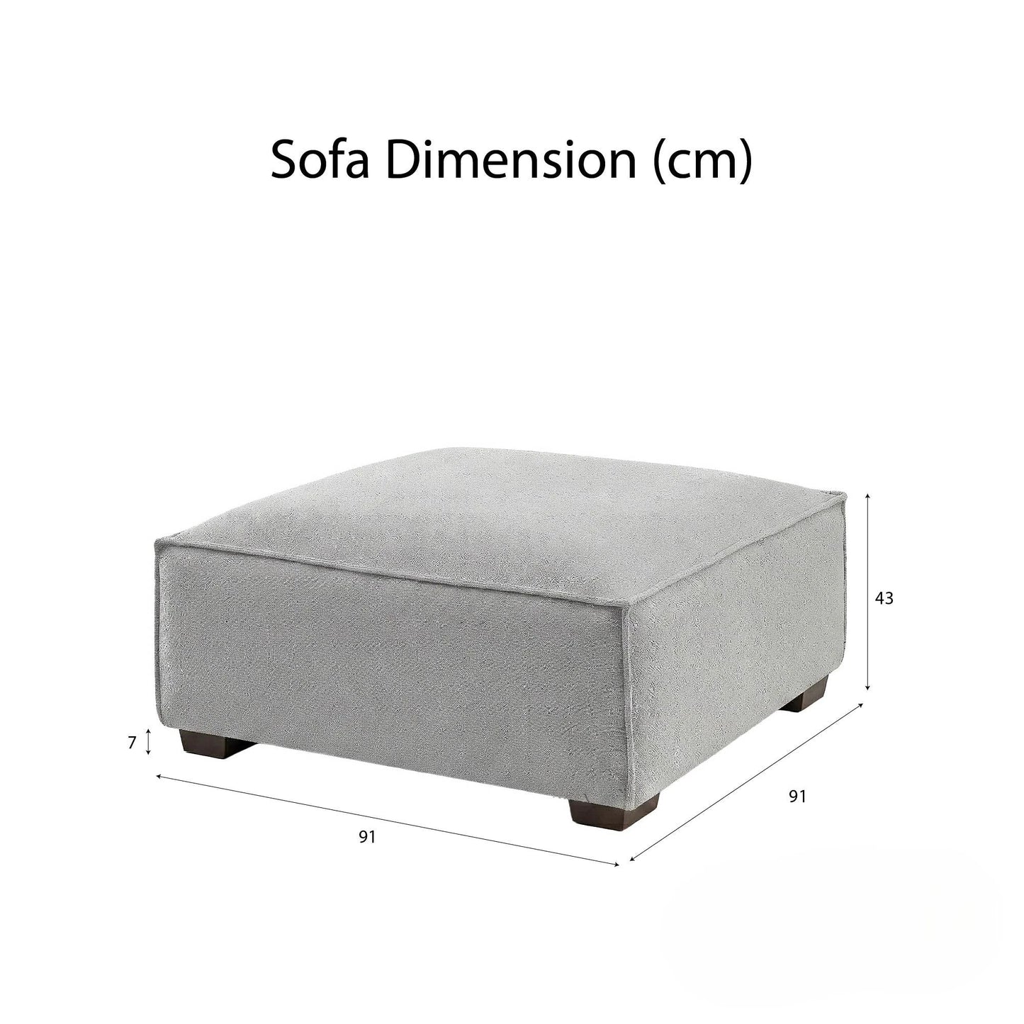ALUXO Dakota Modular Footstool In Pebble Grey Boucle Fabric