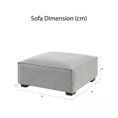 ALUXO Dakota Modular Footstool In Pebble Grey Boucle Fabric