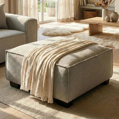 ALUXO Dakota Modular Footstool In Midnight Black Boucle Fabric