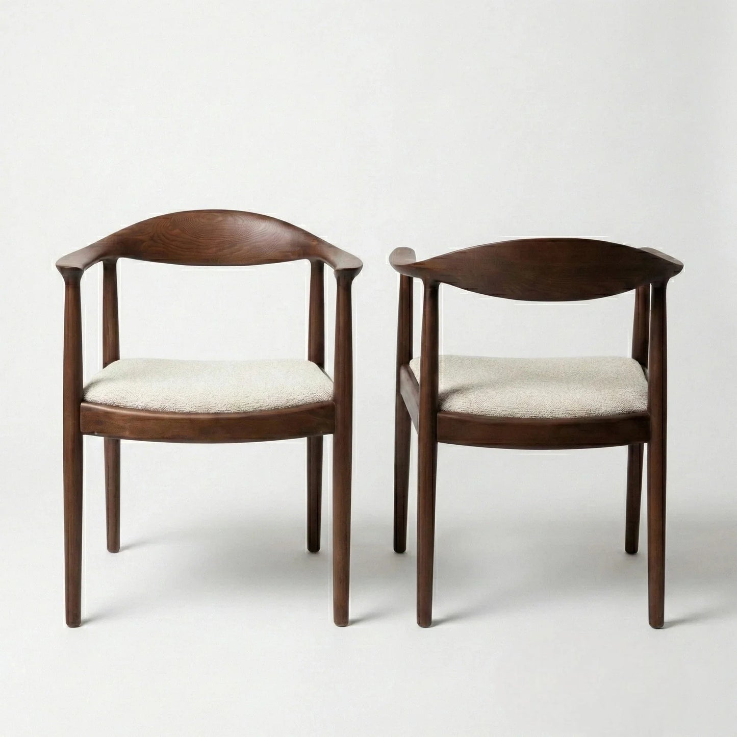 ALUXO Fern Walnut Dining Chair In Oatmeal Bouclé Fabric – Set of 2