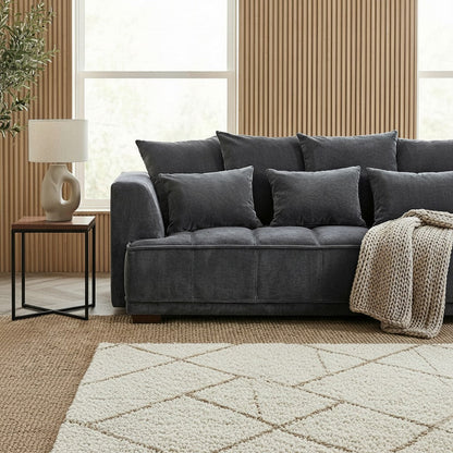 ALUXO Gramercy Right Hand Facing Corner Sofa In Steel Grey Velvet